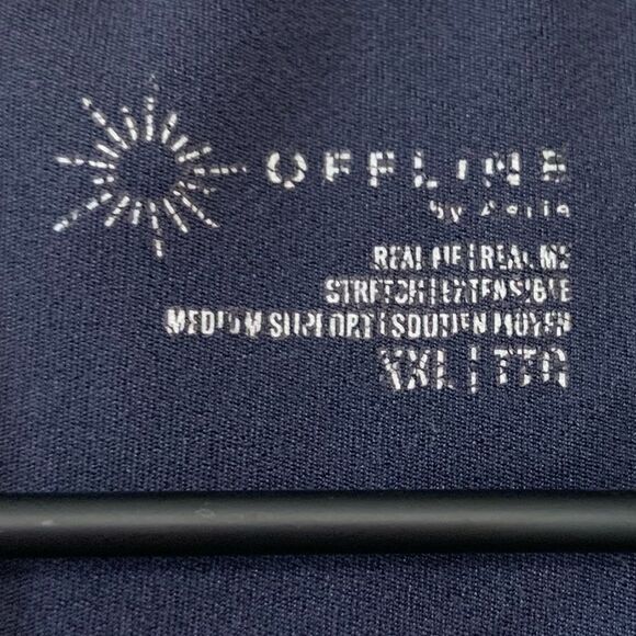 AERIE Offline Real Me Medium Support Stretch Racerback Sports Bra Navy Blue XXL - Picture 7 of 9